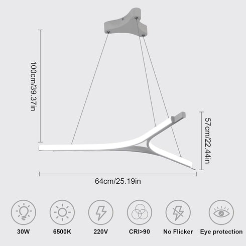 Sanna LED Pendelleuchte dreieckig 30 W 6500 K Weiß | Shiraki
