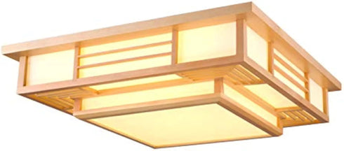 Seikiri – Japanische LED-Deckenleuchte Holz Quadratisch | Shiraki