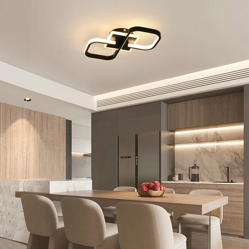 Ophélie LED Deckenleuchte 36W Zwei Quadrate Schwarz | Shiraki