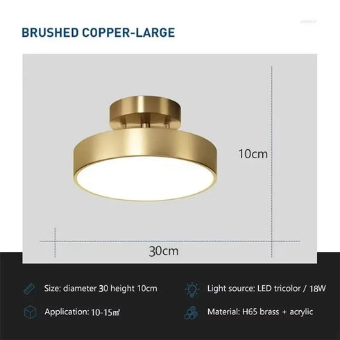 Livia LED Deckenleuchte Kupfer Rund | Shiraki