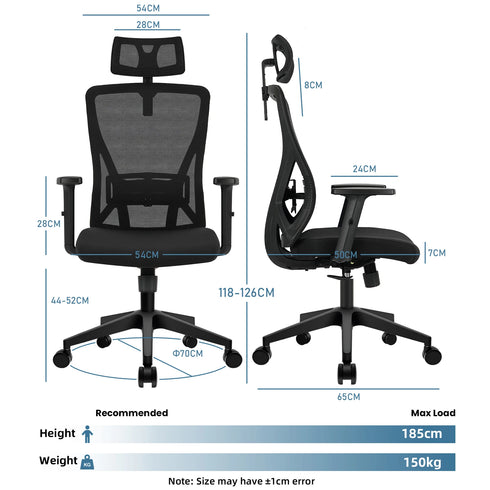 Carlo Ergonomischer drehbarer Bürostuhl – Netz- und verstellbare Lendenwirbelstütze