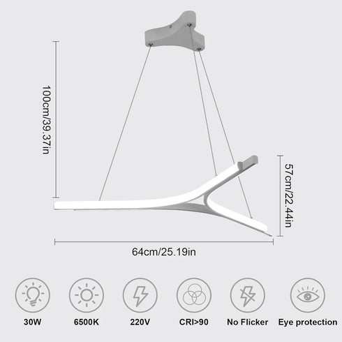 Sanna LED Pendelleuchte dreieckig 30 W 6500 K Weiß | Shiraki