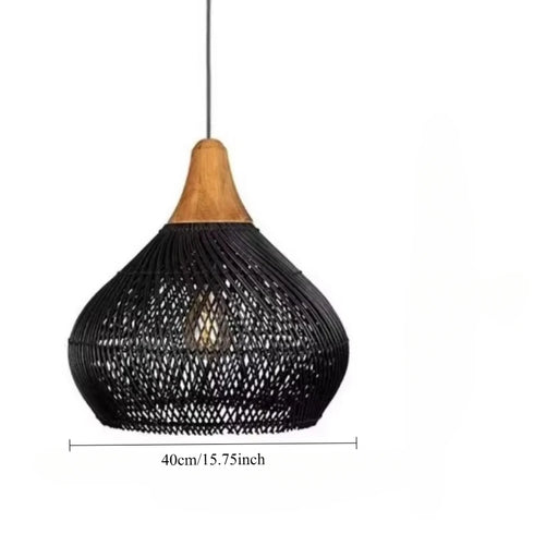 Vela – Japanische Rattan Pendelleuchte im Vintage Bauernhausstil | Shiraki