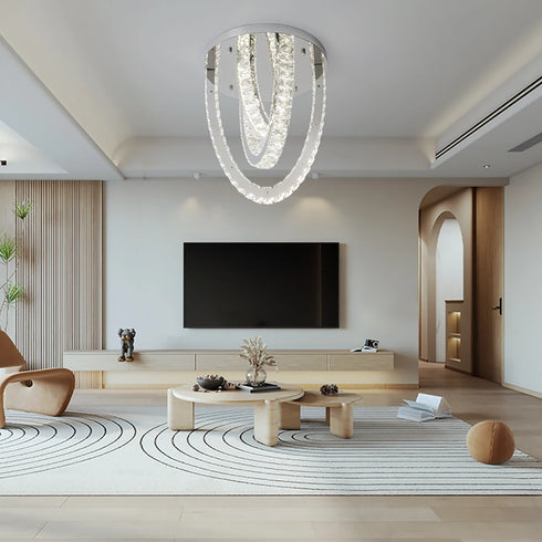 Marcelline – Luxus Kristall LED-Deckenleuchte Silber | Shiraki