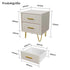 Natsumi 2-teiliger Nachttisch Beige 2 Schubladen PU und Gold | Shiraki