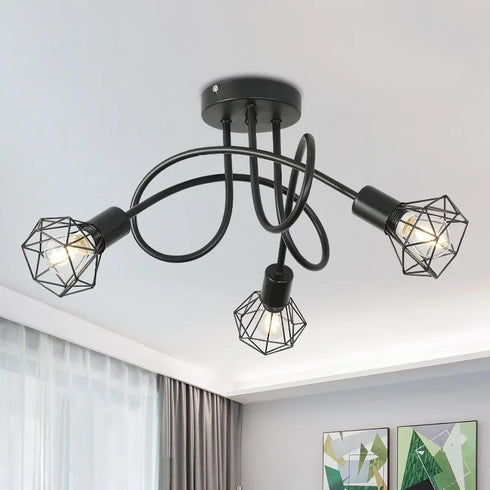 Matilda 3-flammige LED-Deckenleuchte Industrie Schwarz | Shiraki