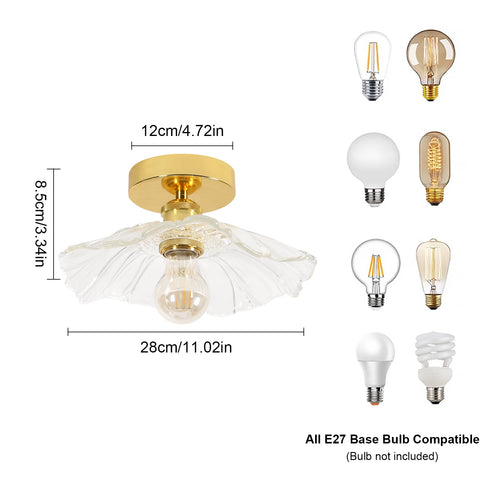 Hilda Vintage Deckenleuchte E27 Glas Gold | Shiraki
