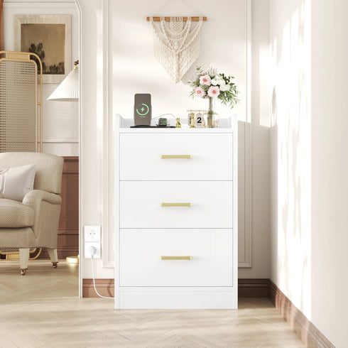 Airi Nachttisch mit Ladefunktion – 3 Schubladen | Shiraki