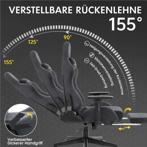 Alessio Drehbarer Gaming-Stuhl – Ergonomische hohe Rückenlehne mit Fußstütze