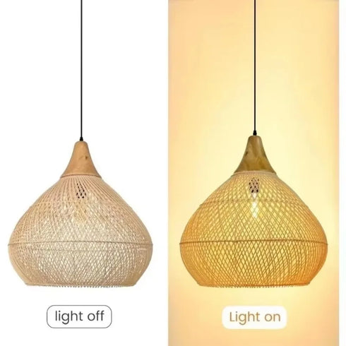 Vela – Japanische Rattan Pendelleuchte im Vintage Bauernhausstil | Shiraki