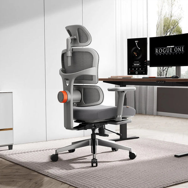 Fabio Ergonomischer Gaming- und Büro-Stuhl – Adaptive Lendenstütze & Fußstütze