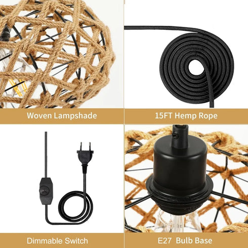 Alessia Pendelleuchte Rattan E27 Dimmbare Plug-in | Shiraki