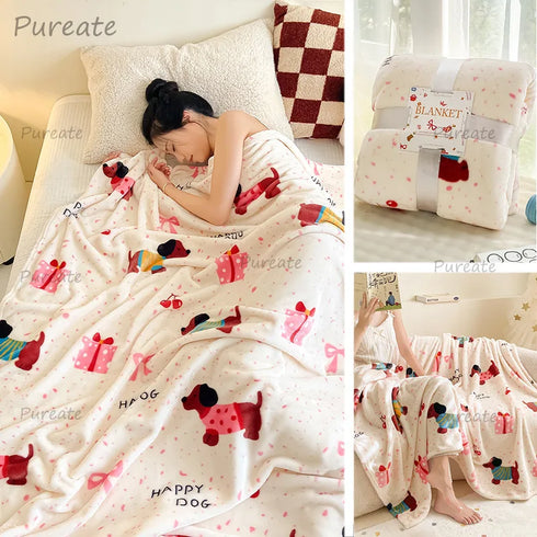 Adison Flanell-Decke Koralle 100 % Polyester | Shiraki