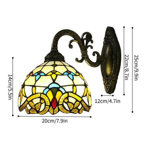 Freya Tiffany Stil Wandleuchte mit Buntglas | Shiraki