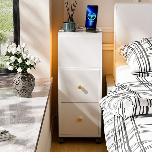 Iori Nachttisch mit Licht 2AC 2USB Ladestation Bluetooth-Lichtstreifen | Shiraki