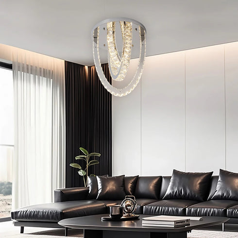 Marcelline – Luxus Kristall LED-Deckenleuchte Silber | Shiraki
