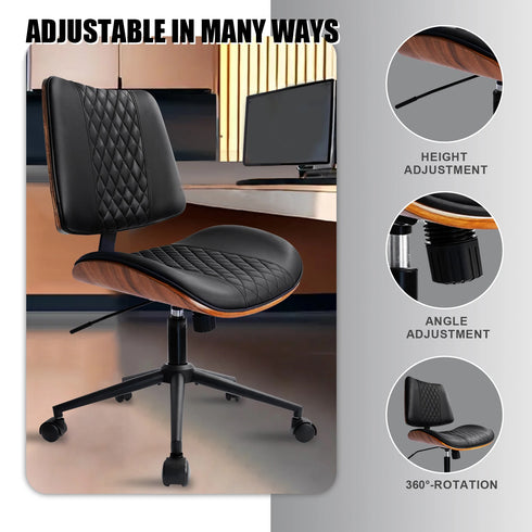 Lorenzo – Samt-Bürohocker mit Rollen Niedriger Rückenlehne & Höhenverstellung