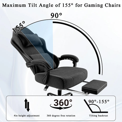 Valerio Ergonomischer Gaming-Stuhl mit Massage Lendenstütze & Fußstütze