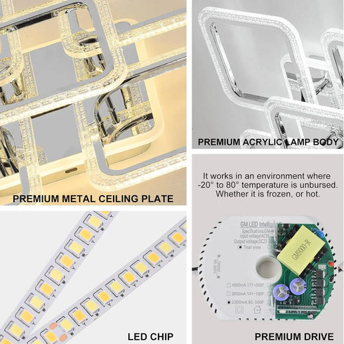 Selma LED Deckenleuchte Rechteckig Dimmbar mit Fernbedienung | Shiraki