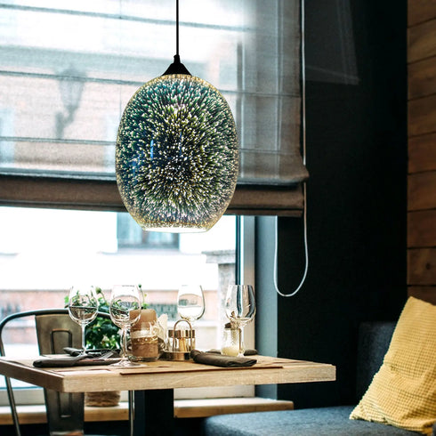 Frieda 3D Glas-Pendelleuchte Feuerwerksdesign | Shiraki