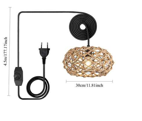 Alessia Pendelleuchte Rattan E27 Dimmbare Plug-in | Shiraki