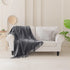 Elin weiche Flanell-Fleecedecke mit Fransen Grau 127×152 cm | Shiraki