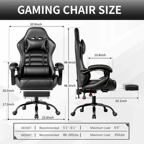 Luca Ergonomischer Gaming-Stuhl mit Fußstütze
