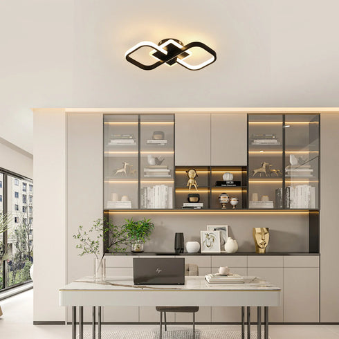 Ophélie LED Deckenleuchte 36W Zwei Quadrate Schwarz | Shiraki