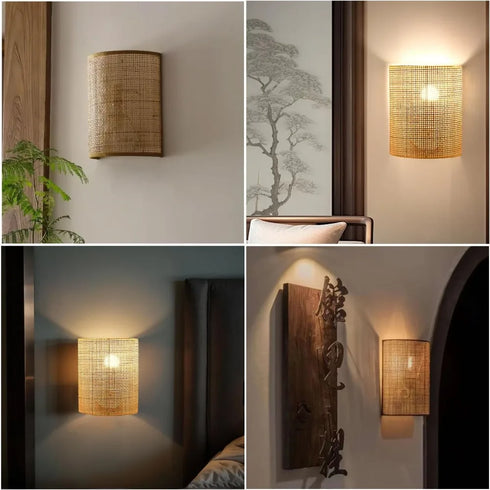 Marceline Wandleuchte Bambus & Metall | Shiraki