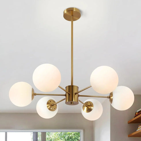 Elina Sputnik Deckenleuchte 6-flammig Gold Glas | Shiraki