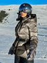 STYLISCHE DAMEN SKIJACKE MIT GÜRTELTAILLE UND KAPUZE