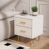 Natsumi 2-teiliger Nachttisch Beige 2 Schubladen PU und Gold | Shiraki