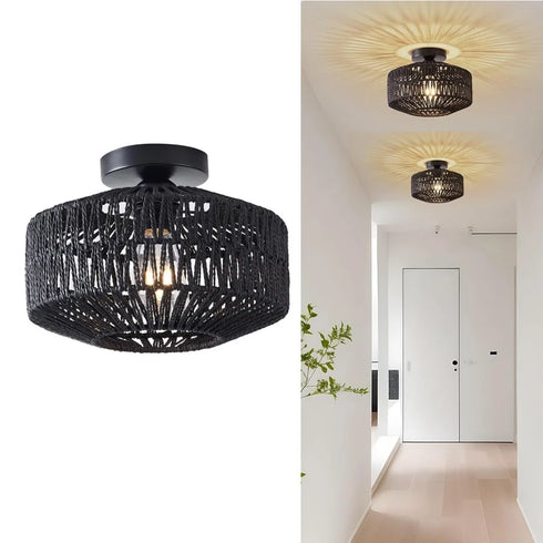 Caela – Boho Rattan Deckenleuchte Kronleuchter | Shiraki