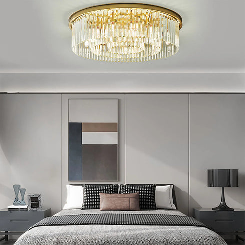 Sabine Kristall-Deckenleuchte Elegante Gold-Kristalllampe