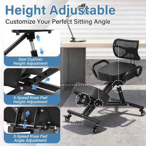 Niccolò Ergonomischer Kniesitz mit Rückenlehne für Komfort & Haltung