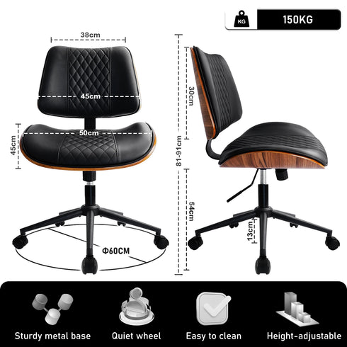 Lorenzo – Samt-Bürohocker mit Rollen Niedriger Rückenlehne & Höhenverstellung