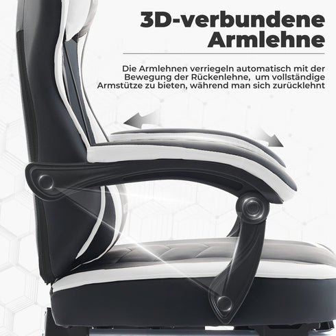 Rafello Pro Gaming-Stuhl mit Fußstütze – Ergonomischer Komfort