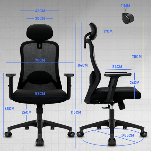 Dante Ergonomischer Bürostuhl mit hoher Rückenlehne – Komfort und Unterstützung