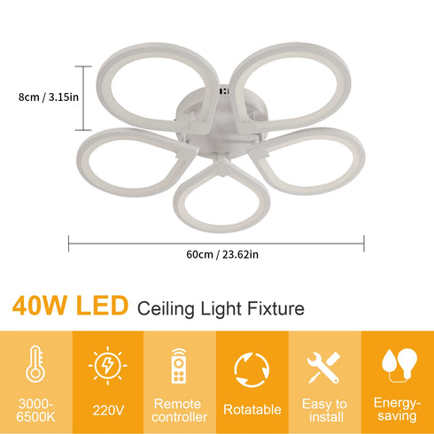 Soren 40W LED-Deckenleuchte Acryl dimmbar mit Fernbedienung | Shiraki