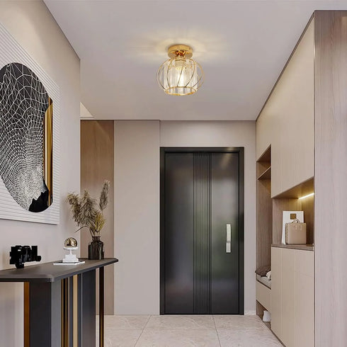 Freja Kristall LED Deckenleuchte E27 Metall Gold | Shiraki