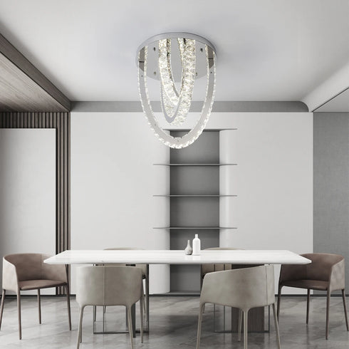 Marcelline – Luxus Kristall LED-Deckenleuchte Silber | Shiraki
