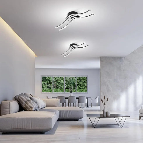 Helena LED-Deckenleuchte Metall Gebogenes Design | Shiraki