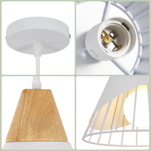 Signe Retro LED Pendelleuchte E27 Weiß Aluminium | Shiraki