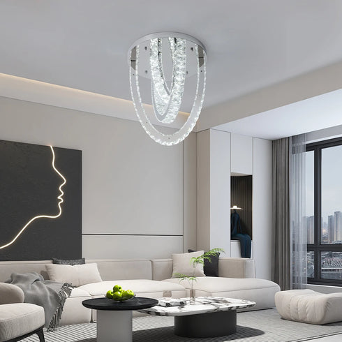 Marcelline – Luxus Kristall LED-Deckenleuchte Silber | Shiraki