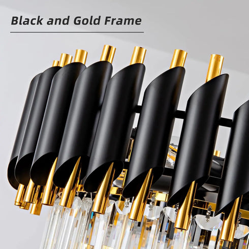 Vittoria 3-stufiger Schwarz-Gold Kristall-Kronleuchter | Shiraki