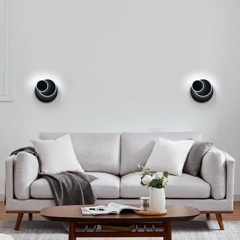 Rolf LED Wandleuchte rund drehbar Schwarz | Shiraki