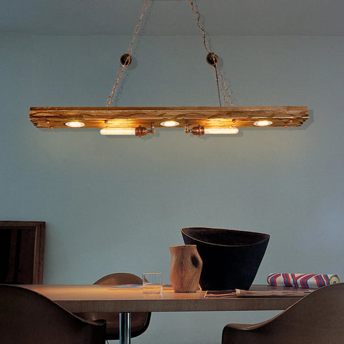 Céline Retro Holz-Kronleuchter 3-flammig E27 | Shiraki