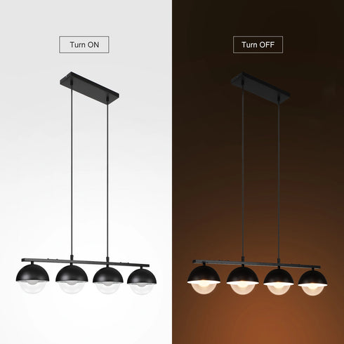 Max 4-flammige LED Pendelleuchte mit Glaskugeln Höhenverstellbar | Shiraki