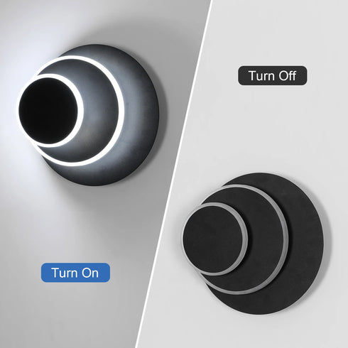 Rolf LED Wandleuchte rund drehbar Schwarz | Shiraki