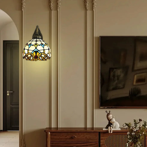 Freya Tiffany Stil Wandleuchte mit Buntglas | Shiraki